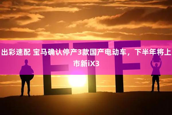 出彩速配 宝马确认停产3款国产电动车，下半年将上市新iX3